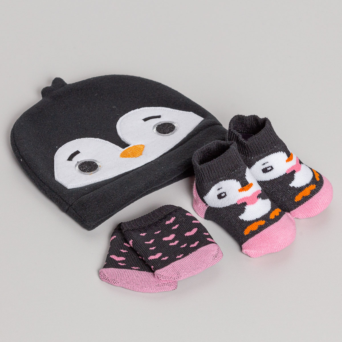 unconditional weight security Kit Touca ,Meia e Luva Bebê Pinguim - Ropek Moda Bebê