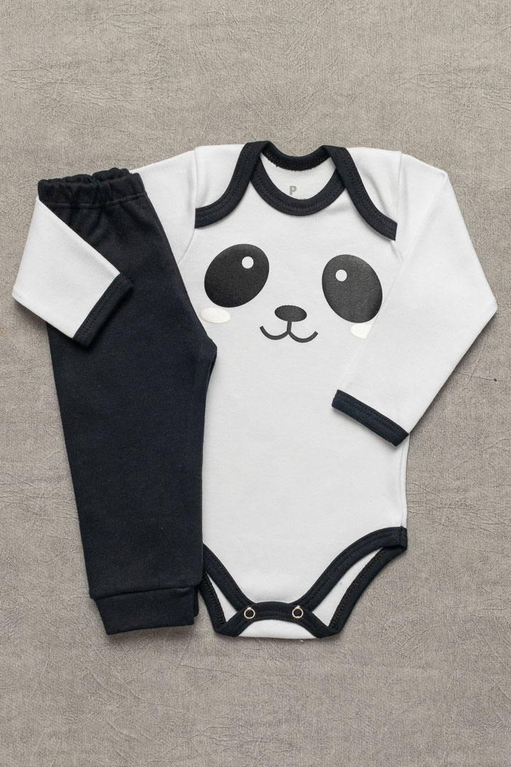 Conjunto Bebê Suedine Unissex Panda | Moda Bebê