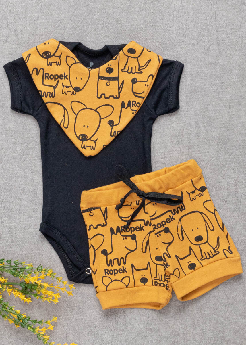 Kit Conjunto Roupa Bebê Menino Menina Casaco Ted com Body Manga