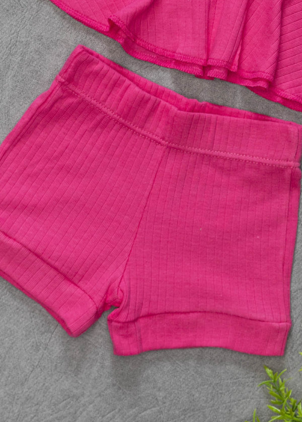 conjunto infantil canelado pink botões