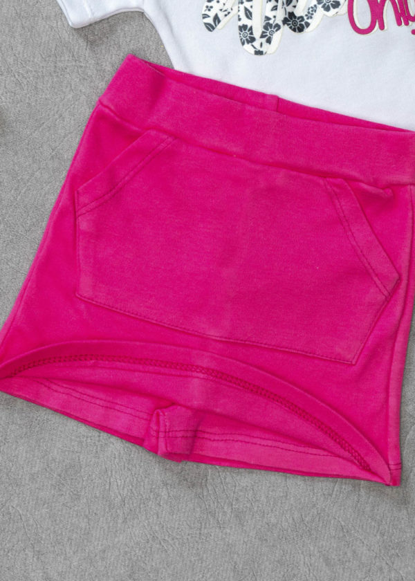 conjunto short saia pink