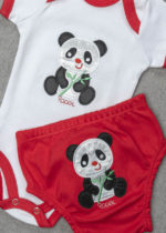 conjunto body tapa fralda vermelho panda