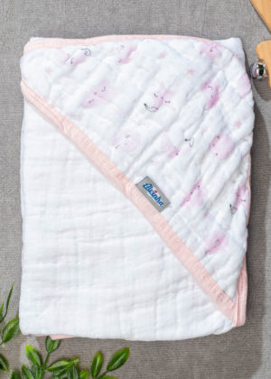 Toalha Banho Bebê Soft Capuz Rosa Nuvem