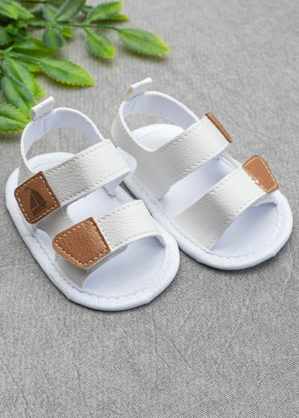 sandalia bebe velcro branca