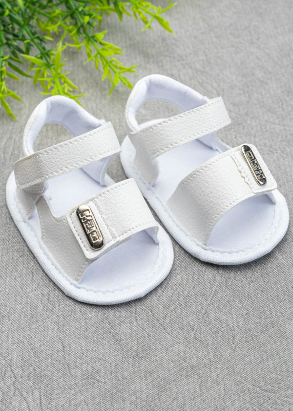 sandalia velcro duplo branco