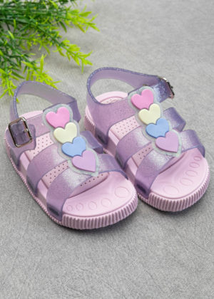 Sandalia Infantil Glitter Lilas Coração (18 ao 22)