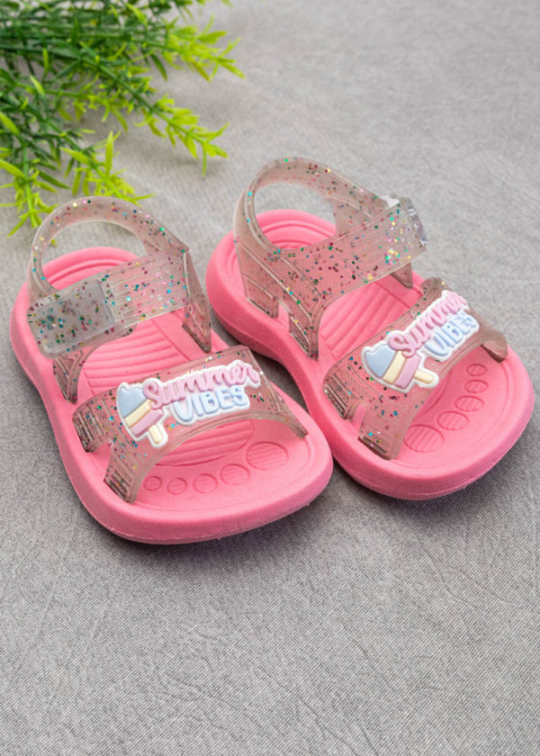 Sandália Infantil Velcro Glitter Rosa (18 ao 22)